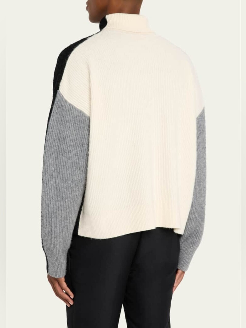 ZANKOV Merino Wool & Cashmere Colorblock Turtleneck Sweater XS Org $1,045